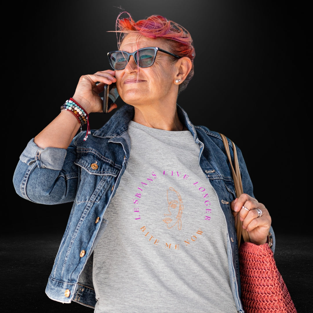 Lesbians Live Longer Grey Tee
