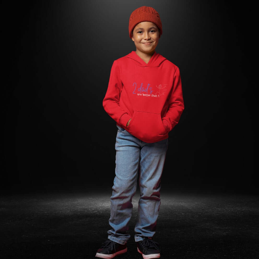 2 Dad's Are Better Than One Red Hoodie - LGBTQIA+ Kids Hoodies 