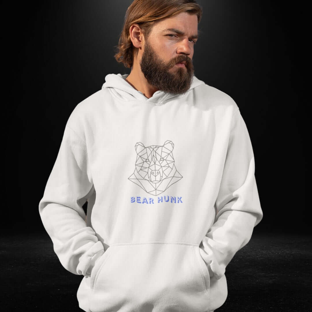 Bear Hunk White Hoodie - LGBTQIA+ Bears 