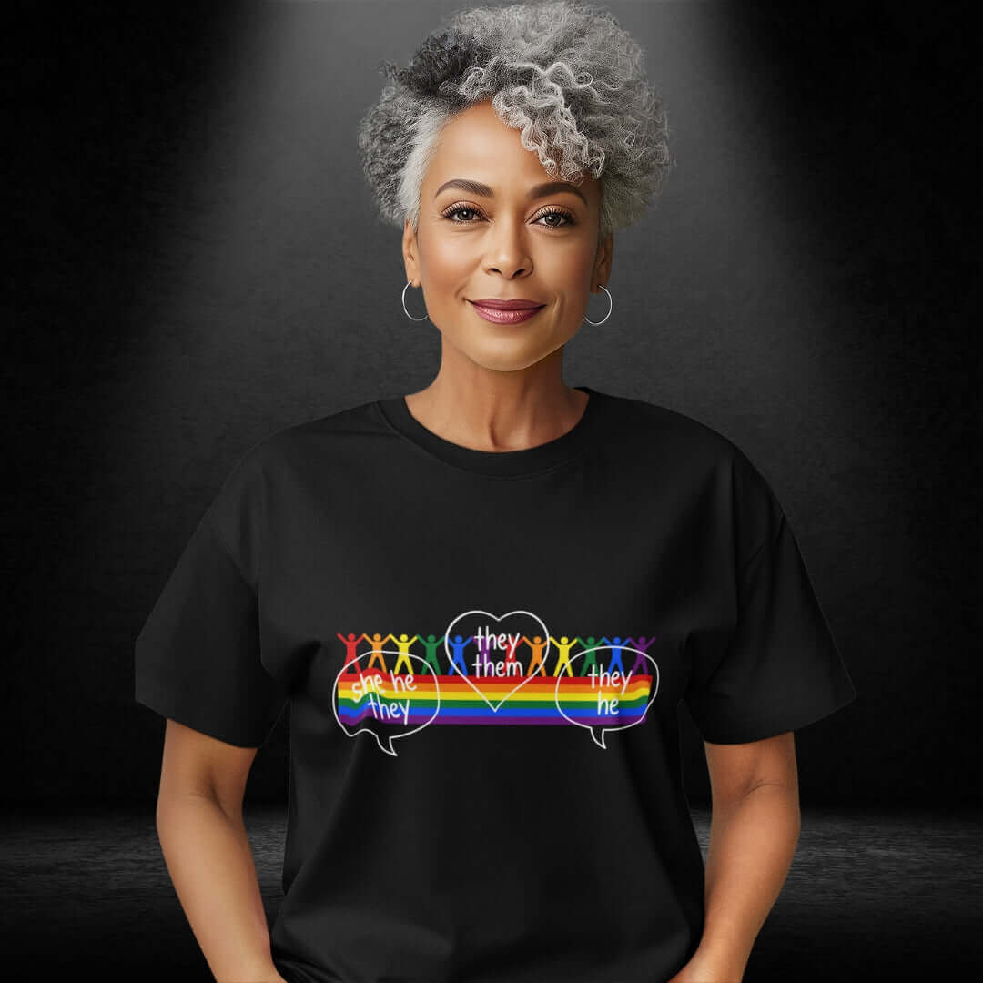 Pronouns Black Tee - Non-Binary Collection 