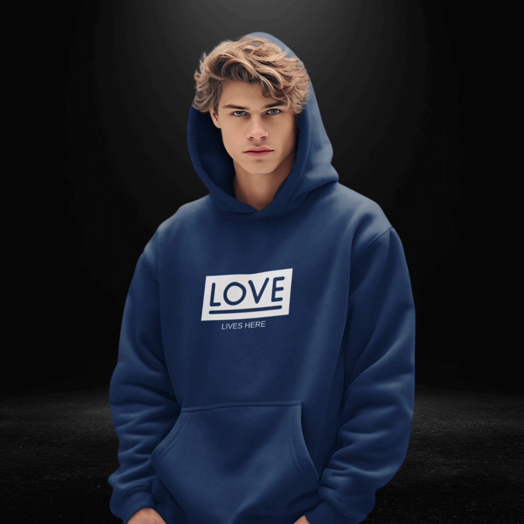 Love Lives Here Navy Hoodie - LGBTQIA+ Gay Hoodies