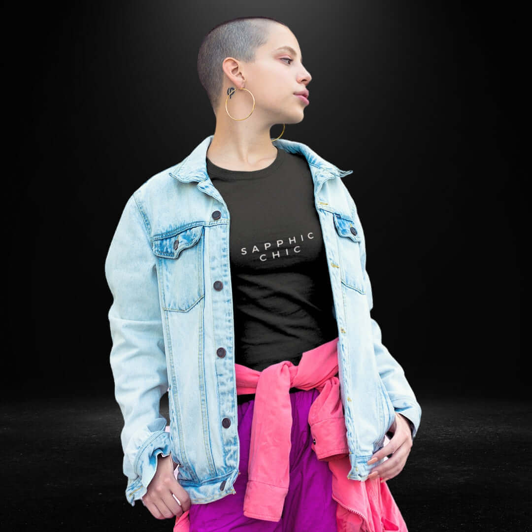 Sapphic Chic Black Tee - Sapphic Visibility Day Tees