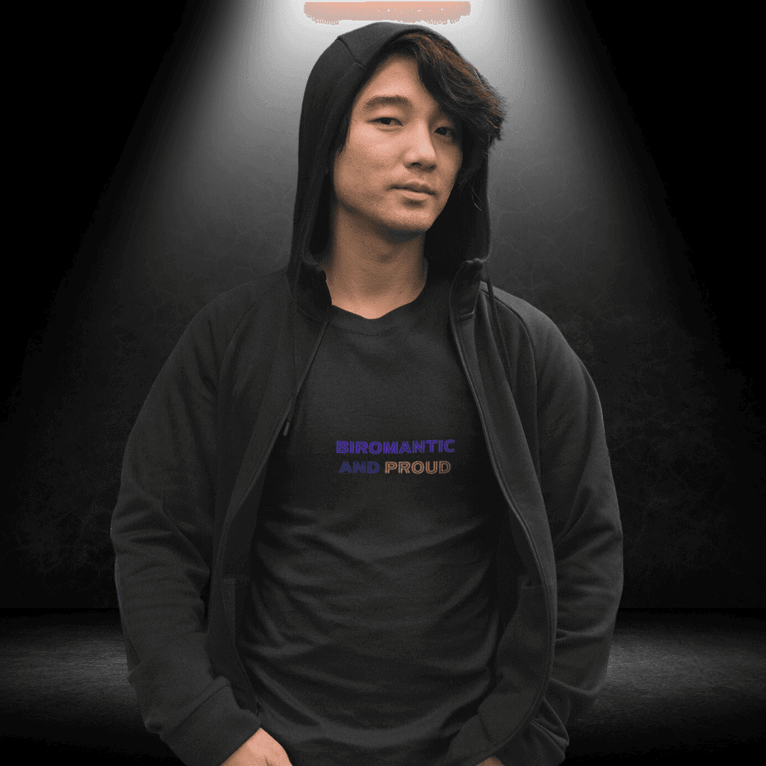 Biromantic And Proud Black Tee - LGBTQIA+ Bisexual Visibility Week